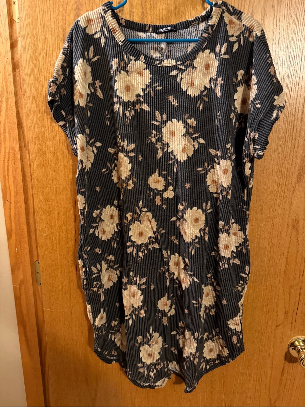 HEIMISH USA Black Midi Dress with Cream Floral Print
